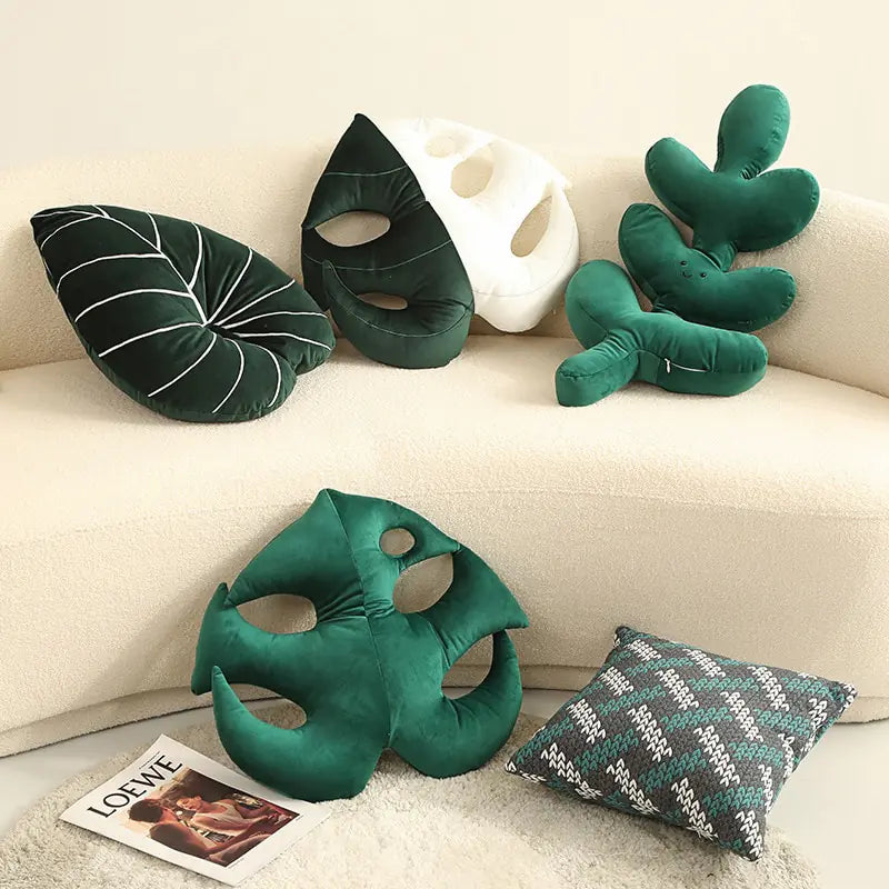 ✨ Green Leaf Plush Pillows✨